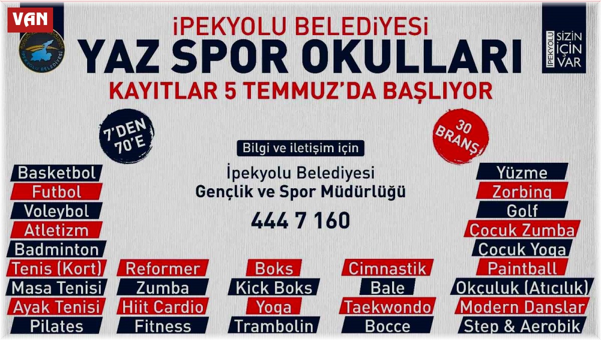 İpekyolu Belediyesinin yaz spor okulları başlıyor