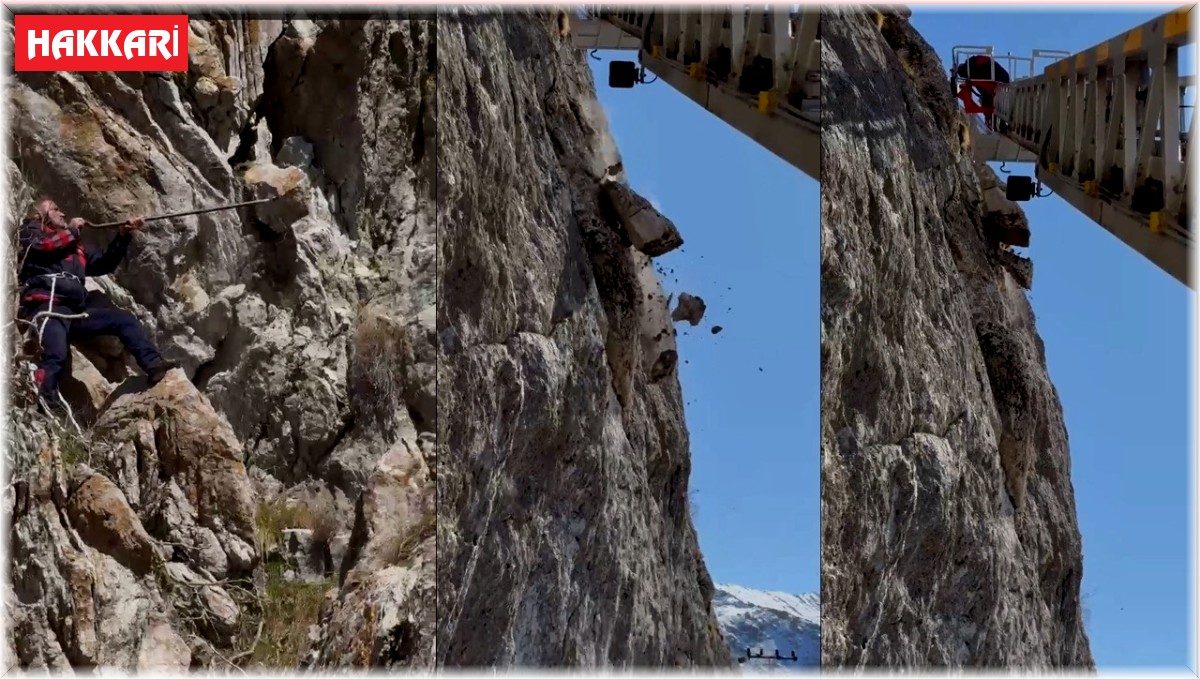 İtfaiye ekibi tehlikeli kayaları indirdi