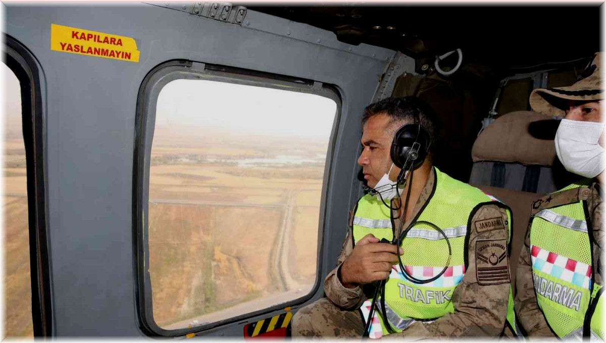 Jandarmadan helikopter destekli trafik denetimi