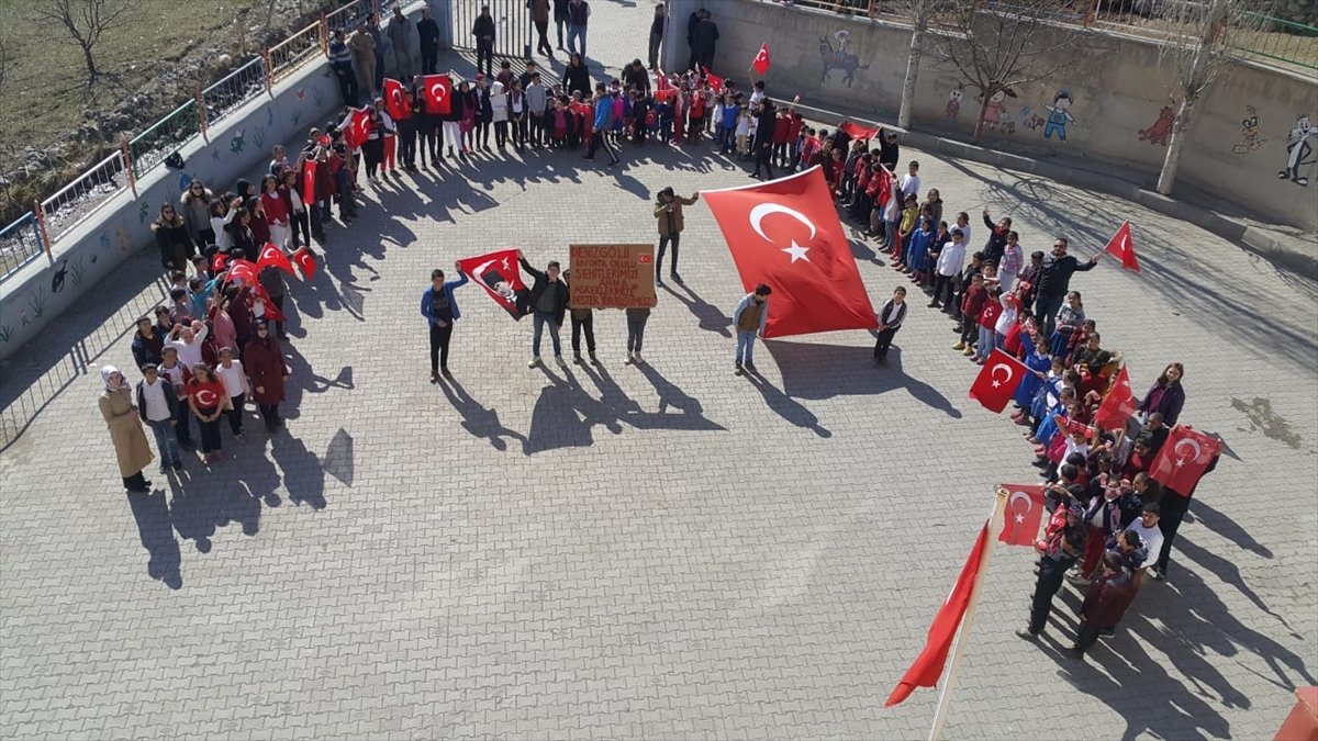 Kağızman'da köy çocuklarından Bahar Kalkanı Harekatı'na destek yürüyüşü