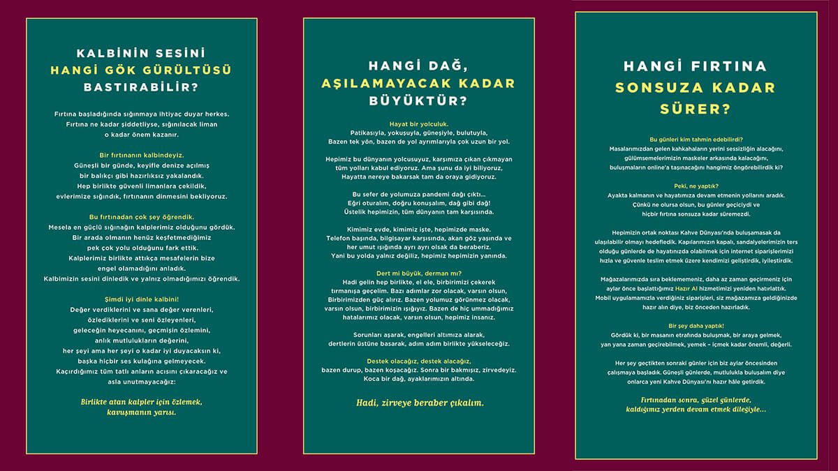 Kahve Dünyası’ndan Umut Dolu Mesajlar