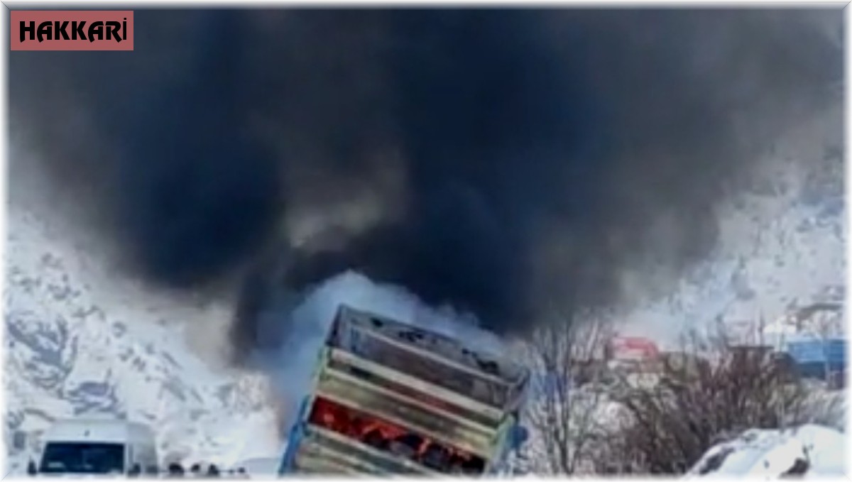 Kamyon alev alev yandı, karayolu trafiğe kapandı