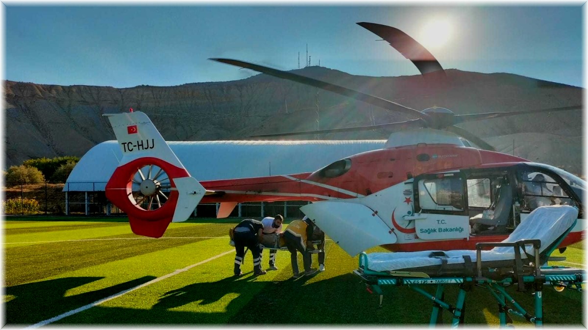 Kan kaybeden şahsın imdadına hava ambulansı yetişti