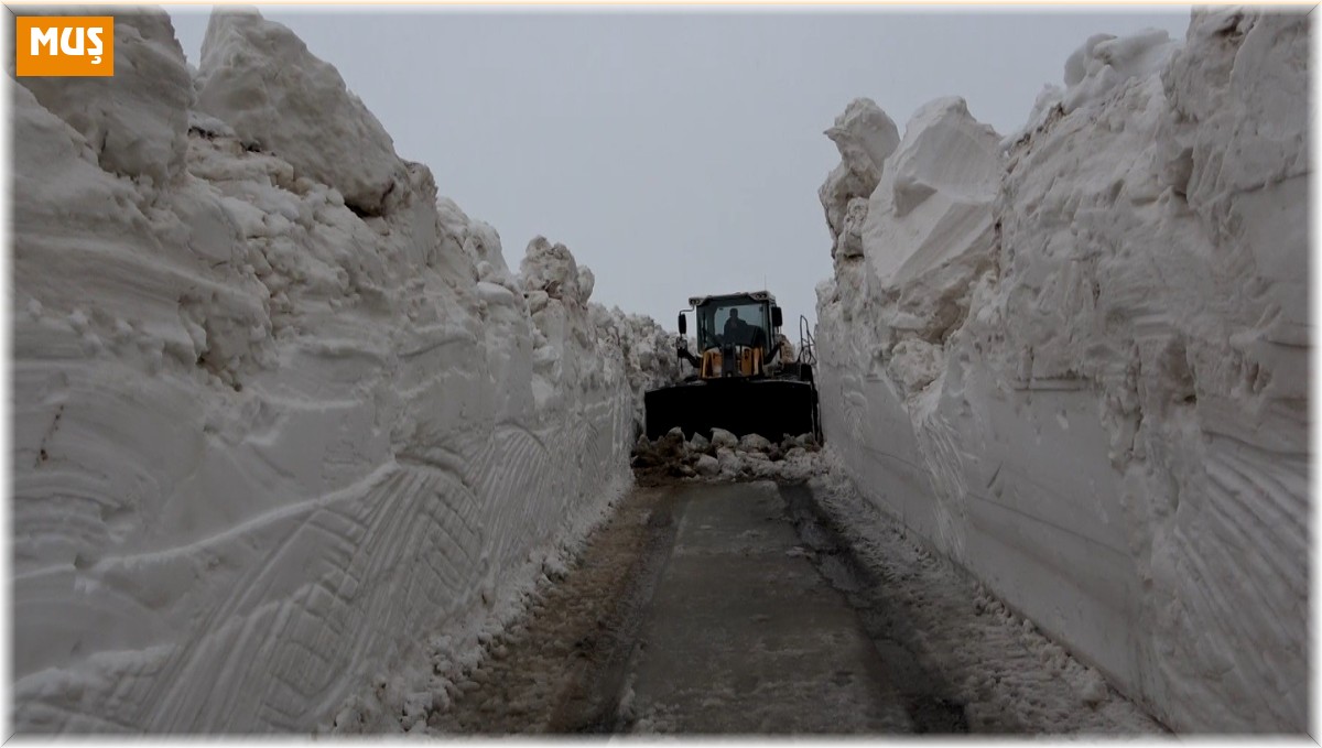 Kar kalınlığının 5 metreyi aştığı yolda çalışmalar devam ediyor