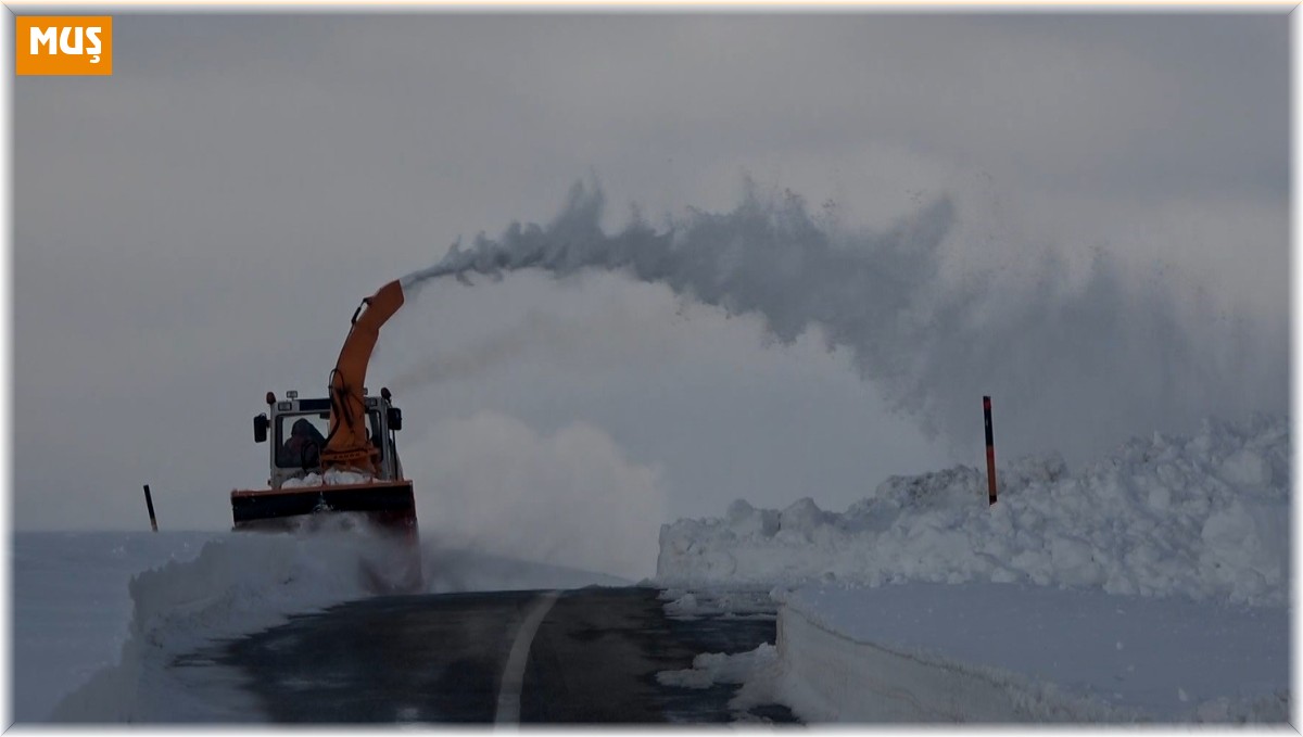 Kar kalınlığının 5 metreyi bulduğu yolda zorlu çalışma