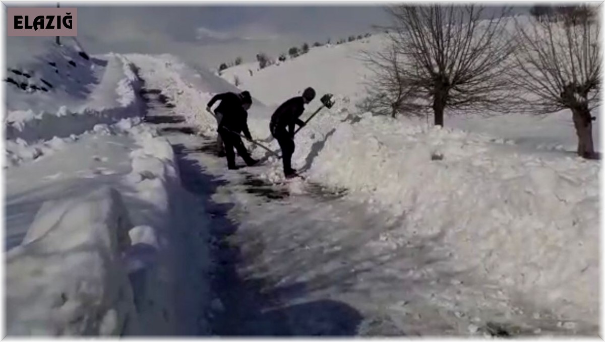Kardan kapanan yolları köy sakinleri kendileri açtı