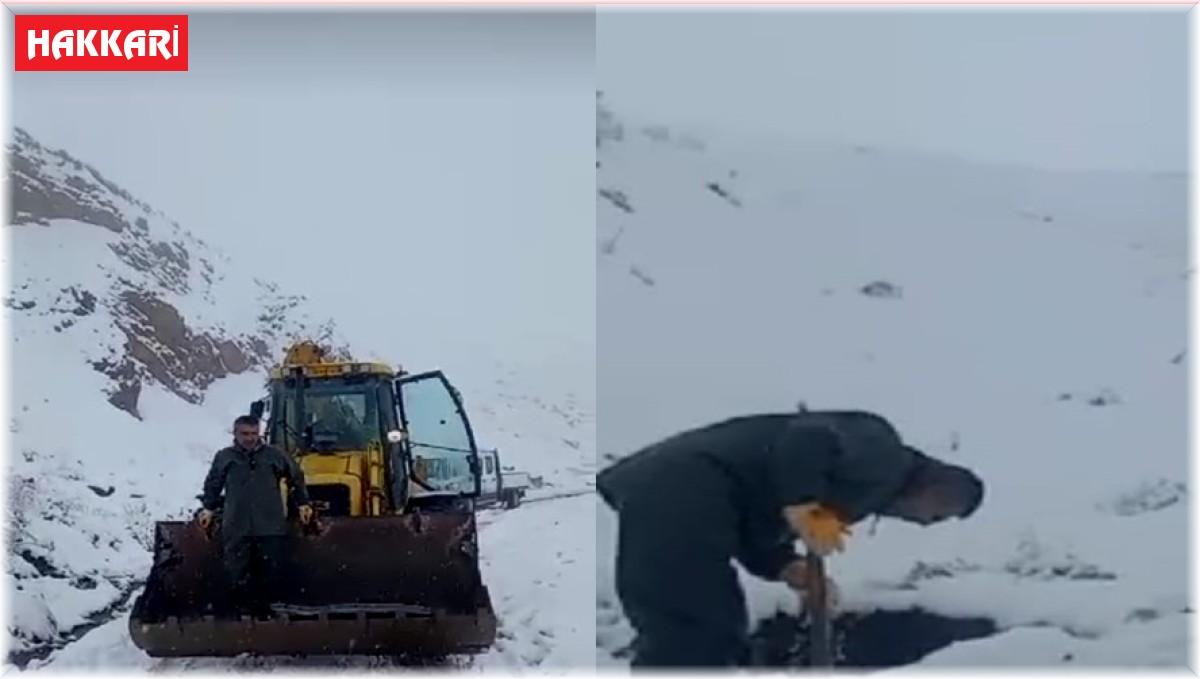 Karlı yolları aşan belediye ekibi su depolarını kontrol etti