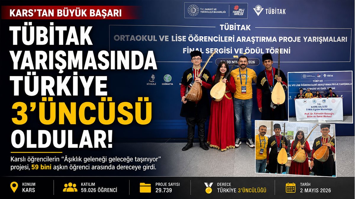 Kars'ın âşıklık geleneği projesi 59 bini aşkın öğrenci arasında Türkiye üçüncüsü oldu