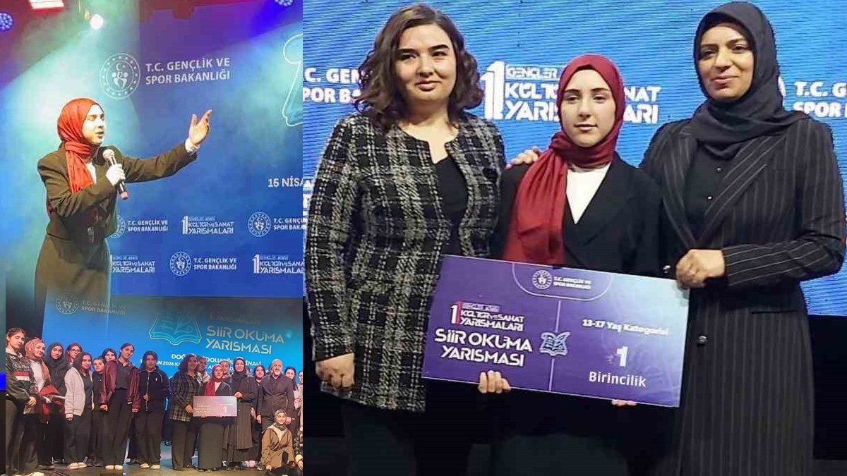 Kars'ta Aleyna Kurtbaş şiir okuma yarışmasında bölge birincisi oldu, Türkiye finallerine kaldı