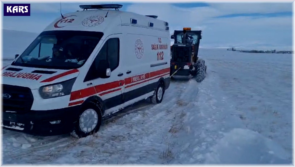 Kars'ta hastaya giden ambulans kara saplandı