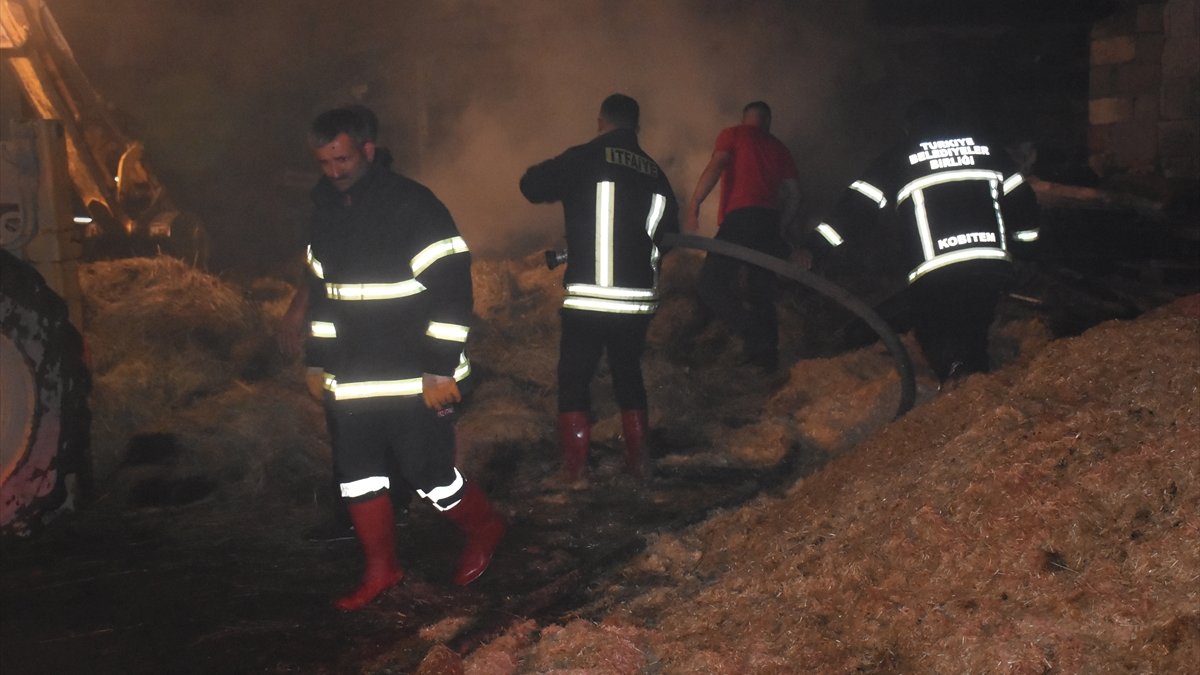 Kars'ta ot yığınlarının bulunduğu alanda çıkan yangın söndürüldü