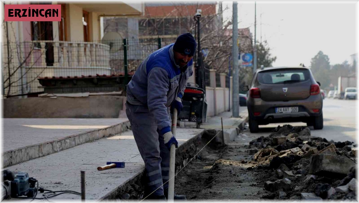 Kış sezonunda tahrip olan kaldırım ve yollarda tadilat çalışmalarını başladı