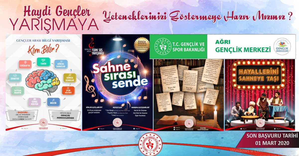 Kültür ve Sanat Yarışma başvuruları Ağrı Gençlik Merkezi’nde başladı