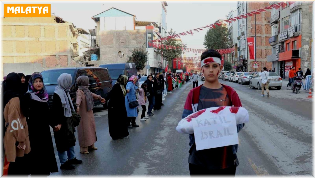 Malatya'da Gazze zinciri yürüyüşü