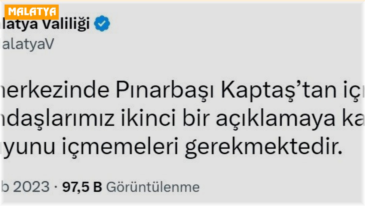 Malatya'da içme suyu uyarısı