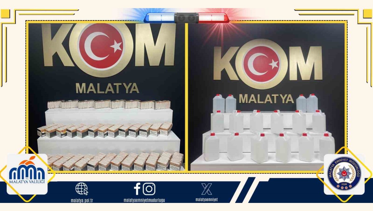 Malatya'da kaçak makaron ve etil alkol ele geçirildi