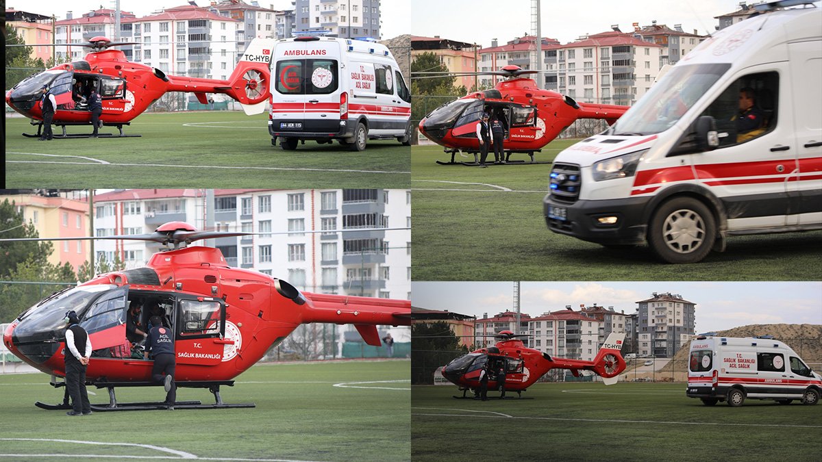 Malatya'da kalbi duran genç için ambulans helikopter havalandı