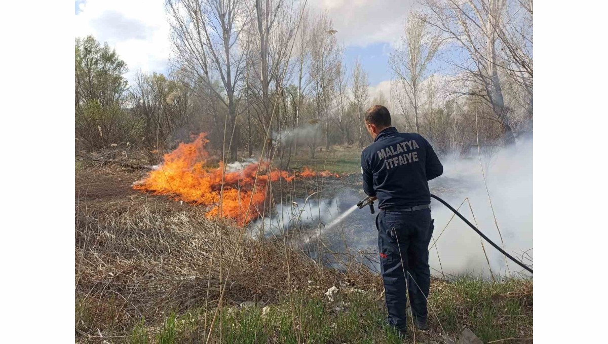 Malatya'da üç ayrı noktada bahçe ve sazlık yangını