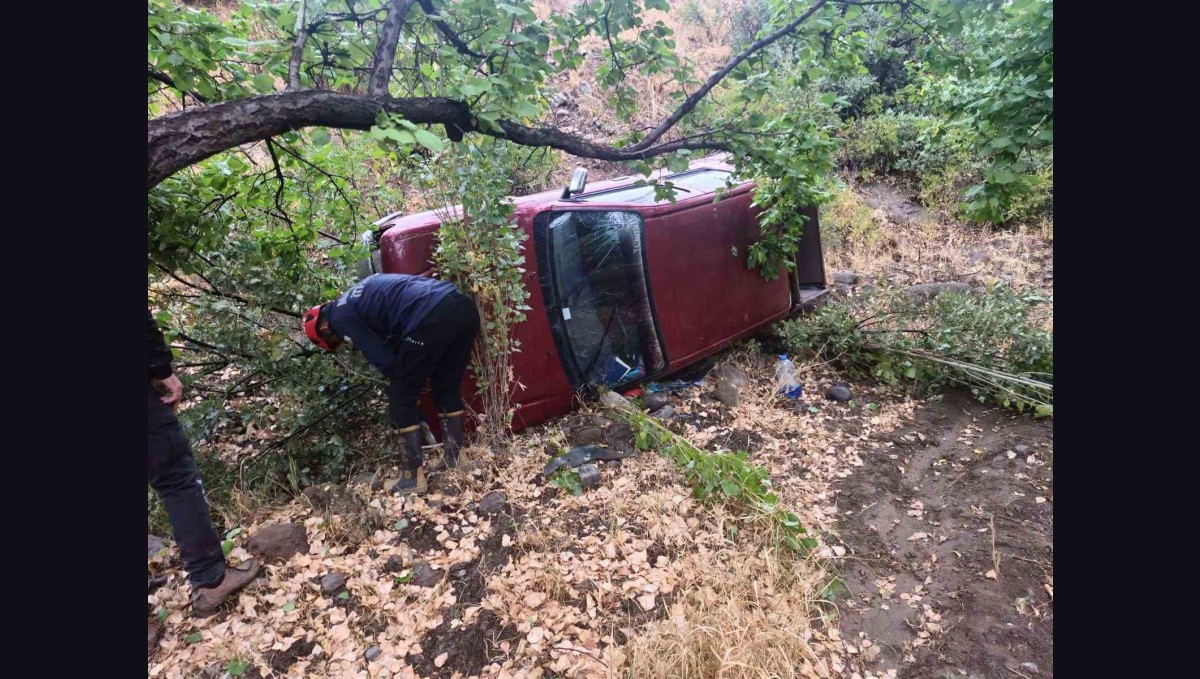 Malatya'da virajı alamayan pikap şarampole uçtu: 2 yaralı