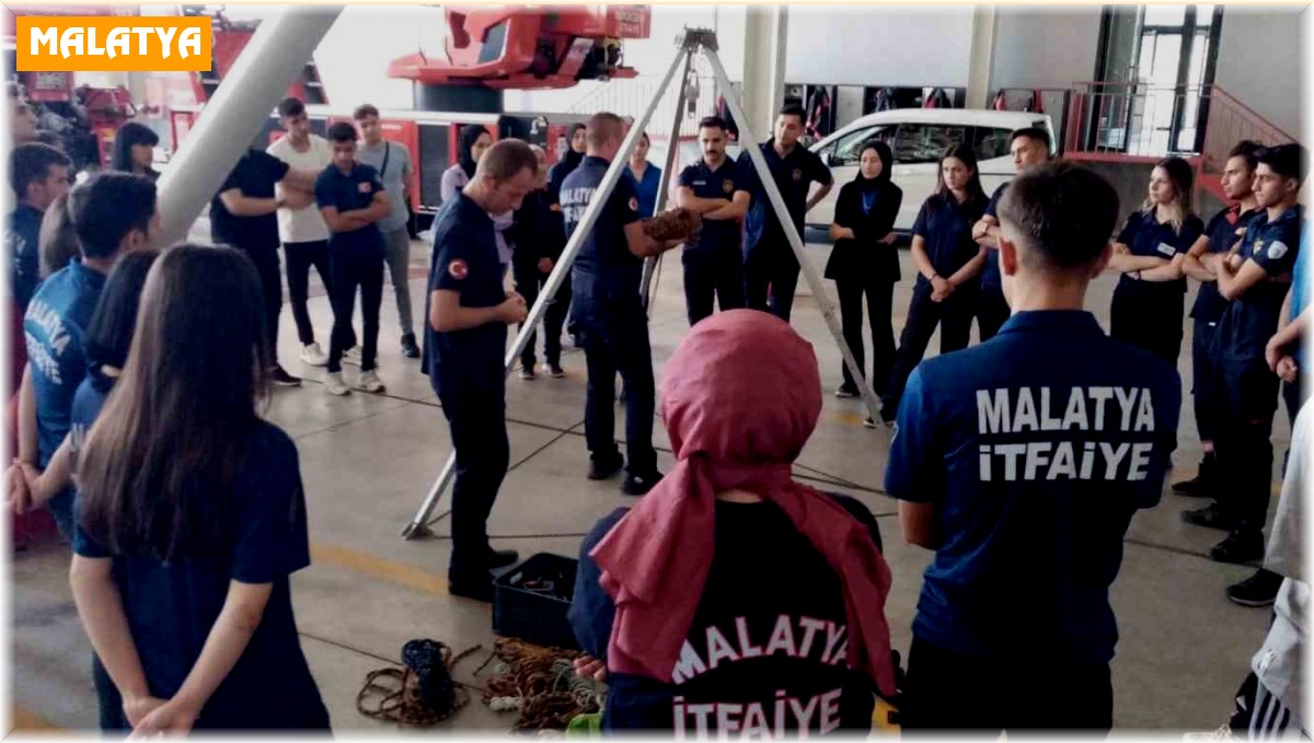 Malatya itfaiyesinden stajyer öğrencilere uygulamalı eğitim