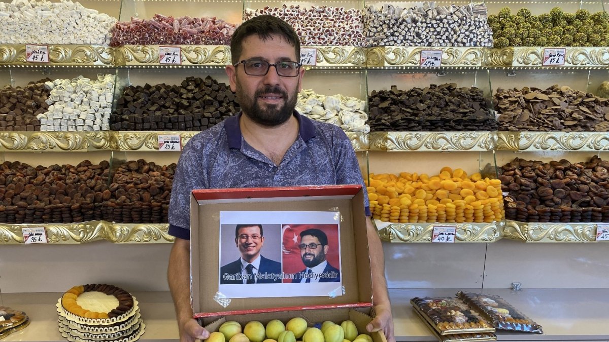 Malatyalı gariban esnaftan İmamoğlu'na kayısı hediyesi