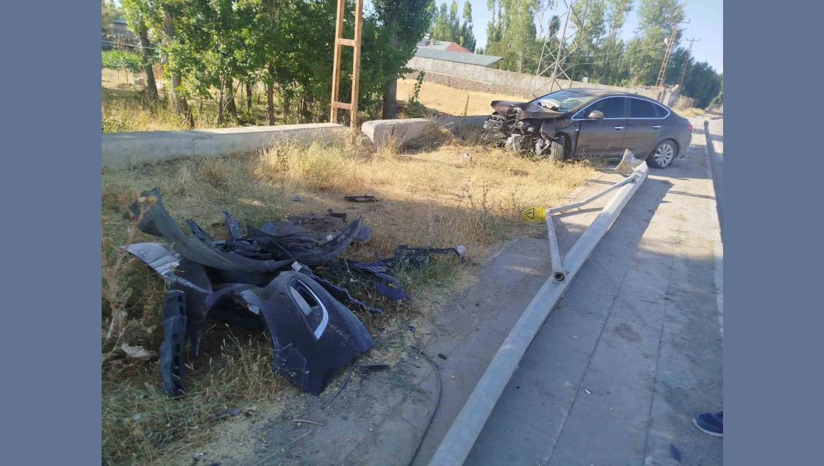Malazgirt'te otomobil direğe çarptı: 1 yaralı