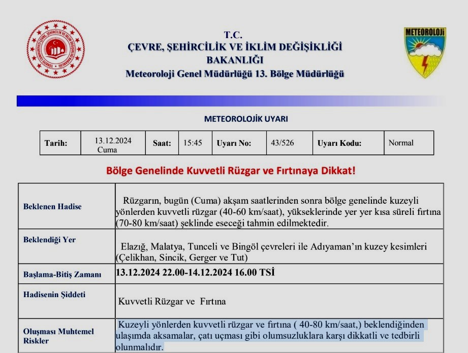 Meteorolojiden 5 il için fırtına uyarısı