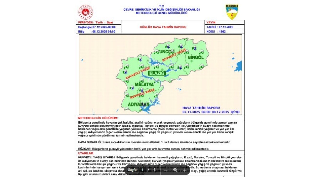 Meteorolojiden kuvvetli yağış uyarısı