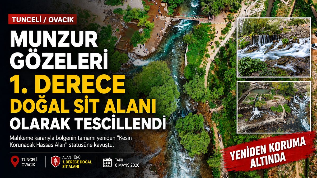 Munzur Gözeleri'nin tamamı yeniden 1. Derece Doğal Sit Alanı oldu