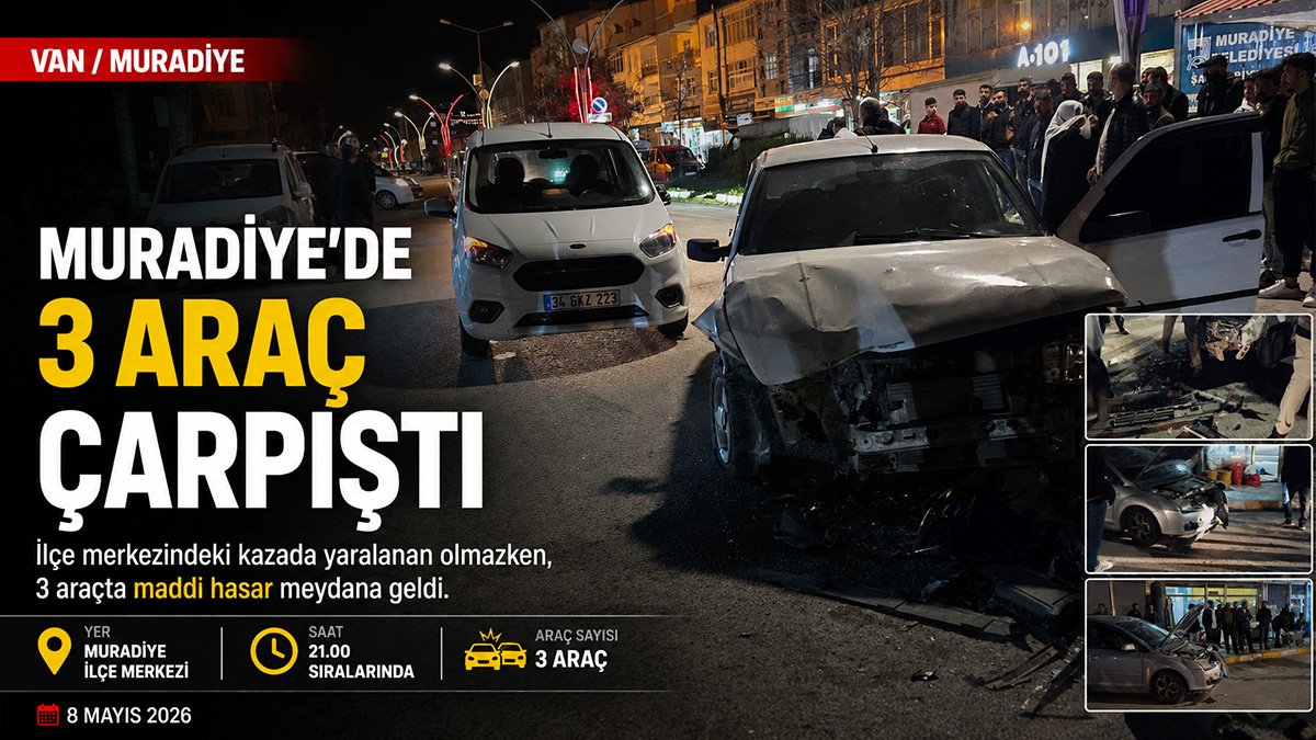 Muradiye çarşı girişinde 3 araç çarpıştı: Yaralanan olmadı