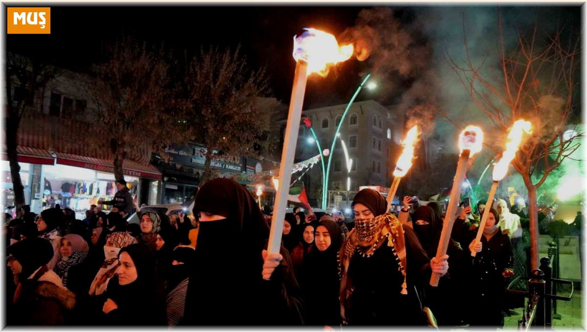 Muş'ta Gazze için meşaleli yürüyüş