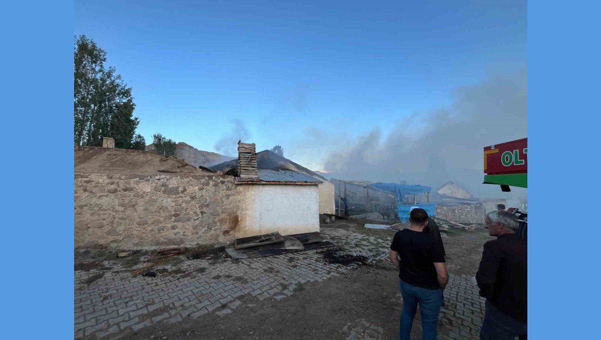 Narman'da korkutan yangın: 3 evin çatısı kül oldu