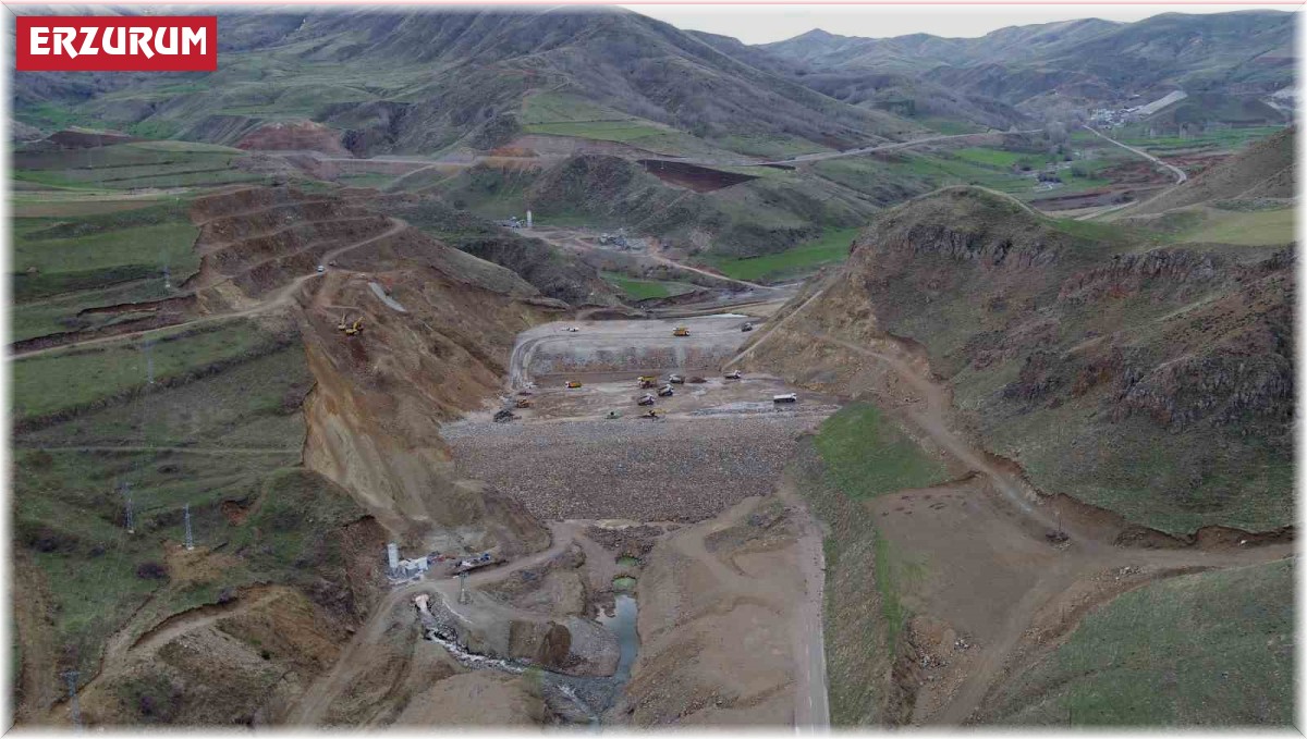 Narman Şehitler Barajında çalışmalar sürüyor