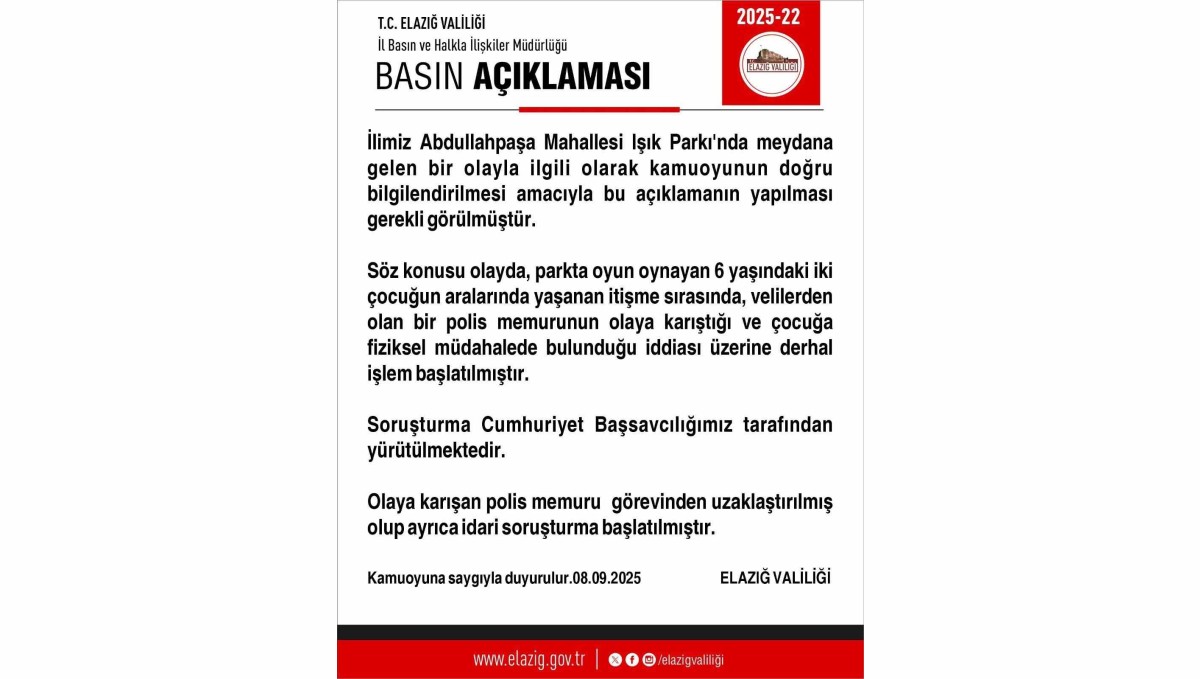 Oğluyla tartışan çocuğa fiziksel müdahalede bulunduğu iddia edilen polis görevinden uzaklaştırıldı