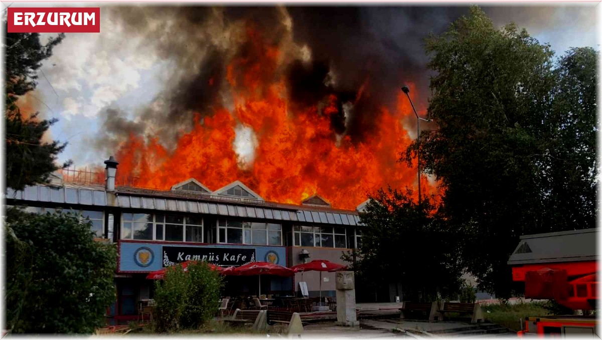 Öğrenci yemekhanesindeki yangında alevler gökyüzünü sardı