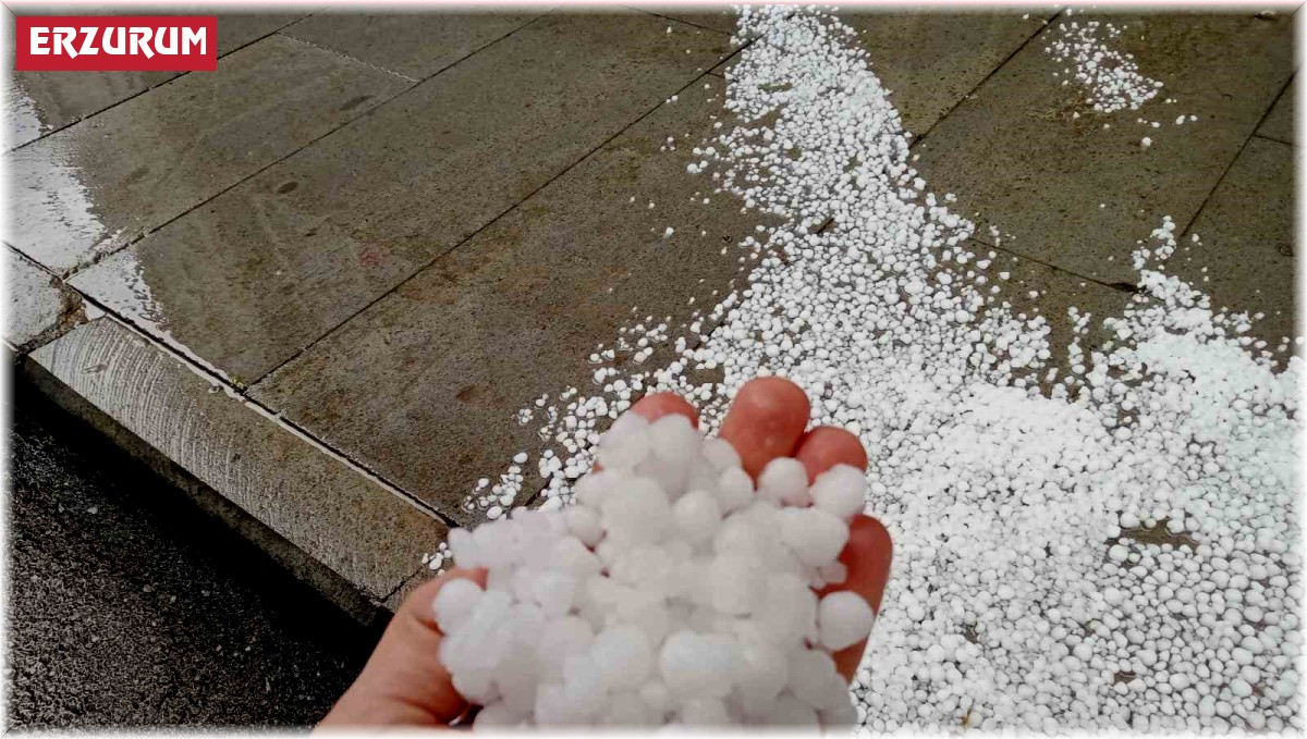 Oltu'da dolu yağışı etkili oldu