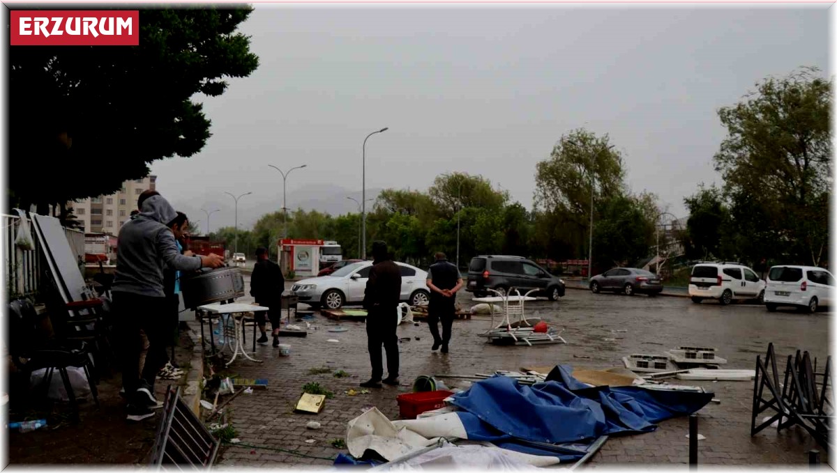 Oltu'da fırtına hayatı felç etti