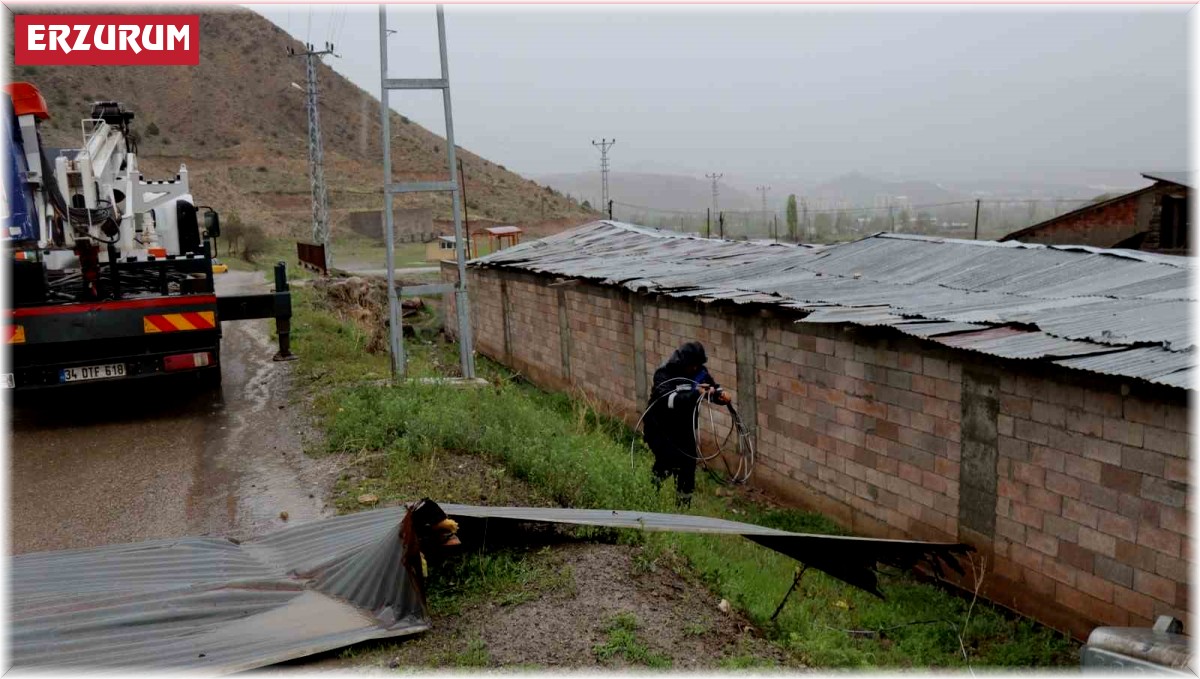Oltu'da fırtına ve dolu etkili oldu