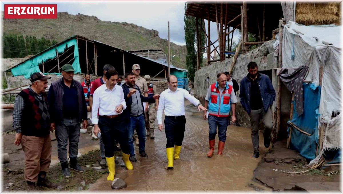 Oltu'da sağanak yağış sele dönüştü
