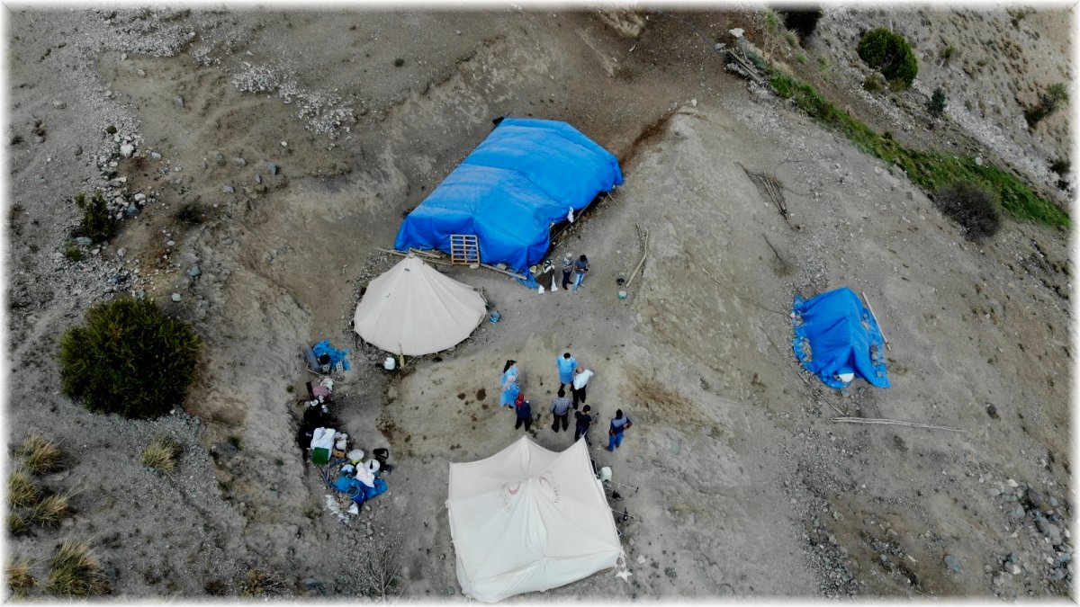 (Özel) Erzincan'ın sarp dağlarını aşan sağlıkçılar 2 bin 800 rakımlı Geyikli Yaylasında göçerleri aşıladı