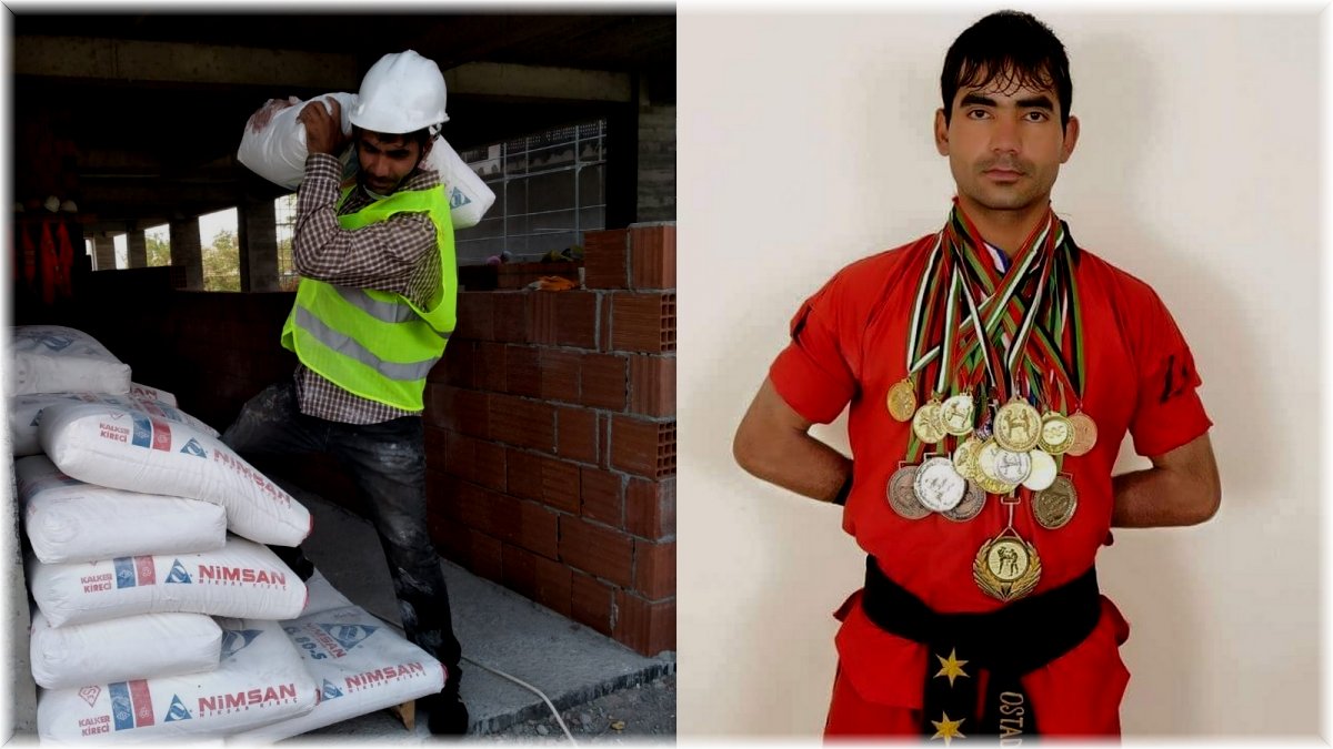 (Özel haber) Afganistan'ın kick boks şampiyonu, Erzincan'da inşaatlarda çalışarak geçimini sürdürüyor