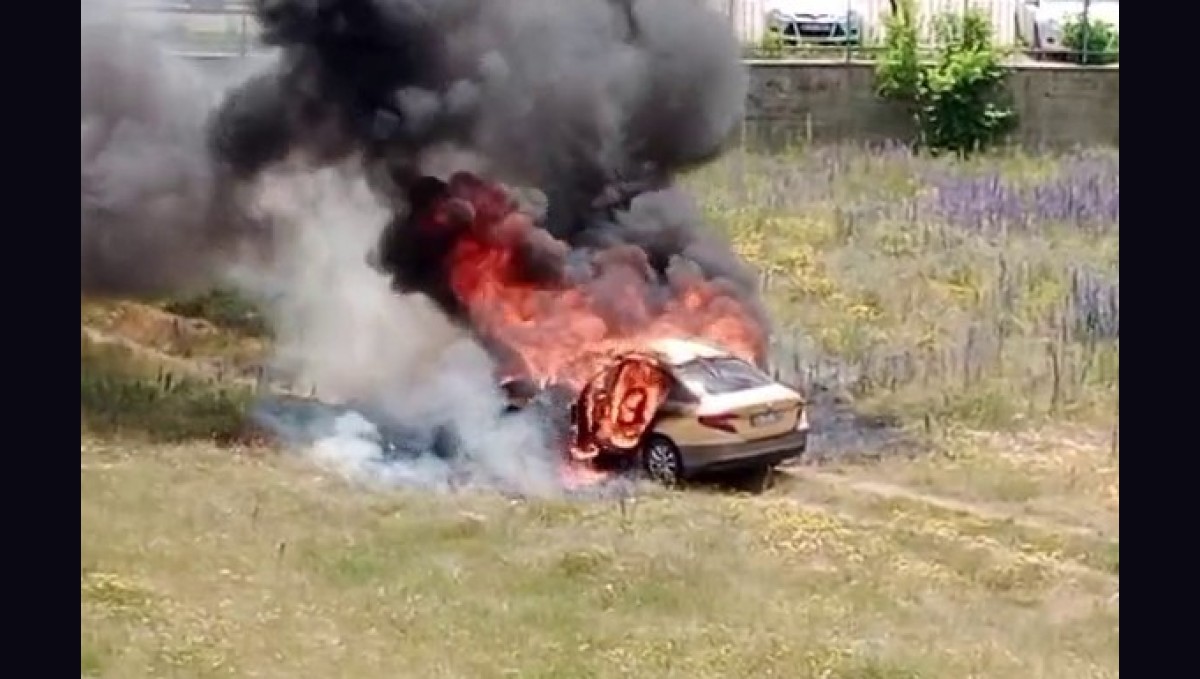 Park halindeki araç alev topuna döndü