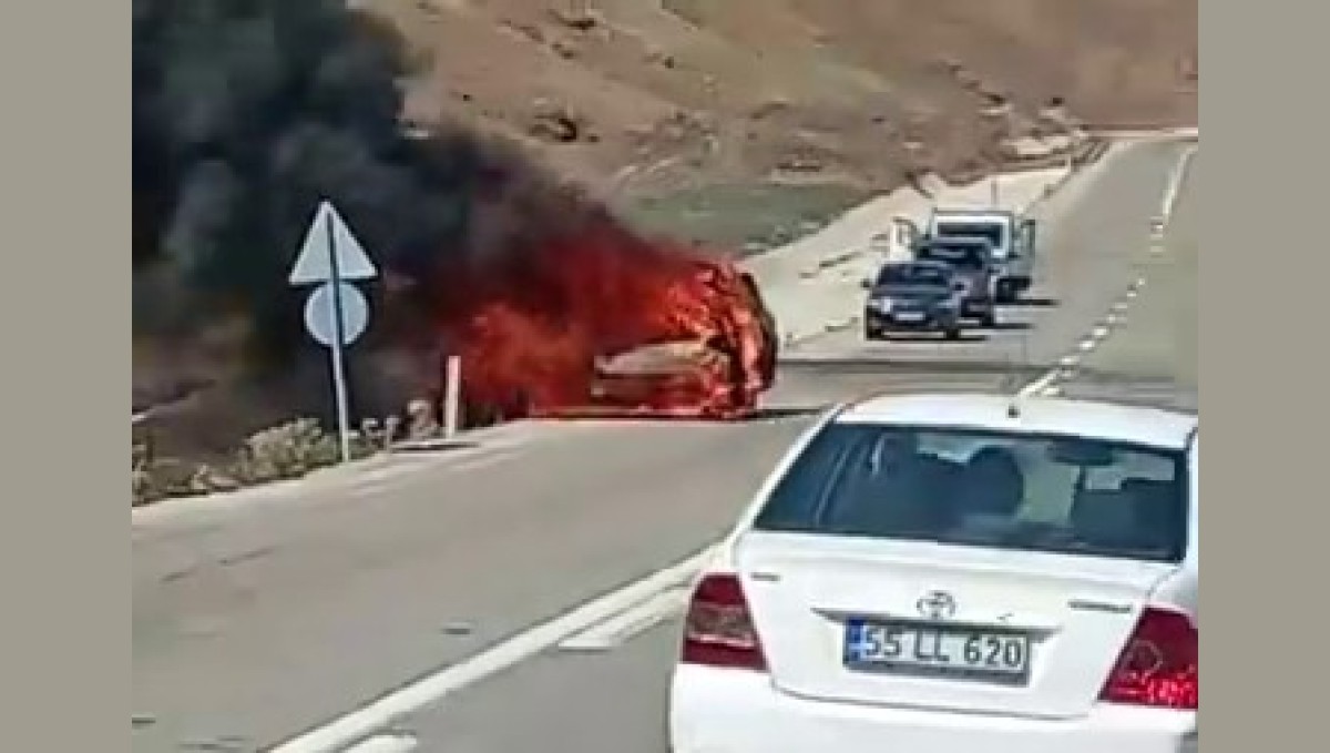 Park halindeki araç alev topuna döndü