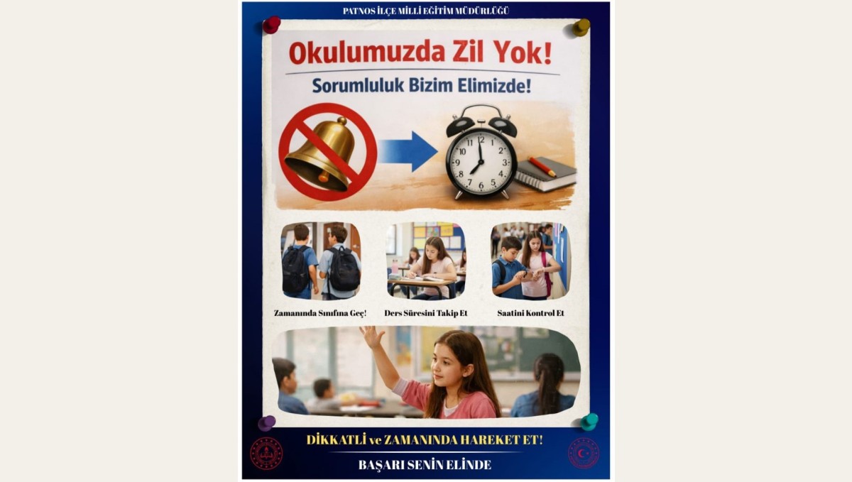 Patnos'ta Okul Zilleri Kaldırılıyor: Öğrenciler Ders Saatlerini Kendileri Takip Edecek