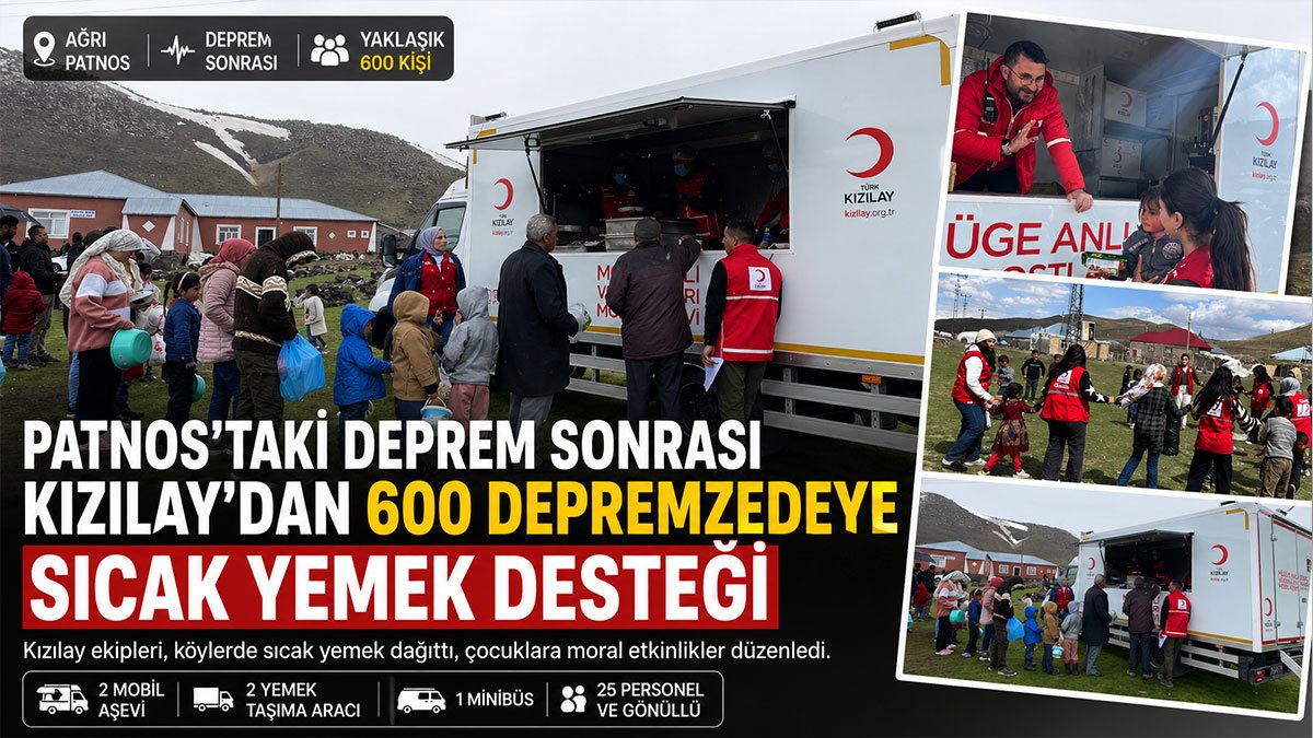 Patnos'taki deprem sonrası Kızılay'dan 600 depremzedeye sıcak yemek desteği