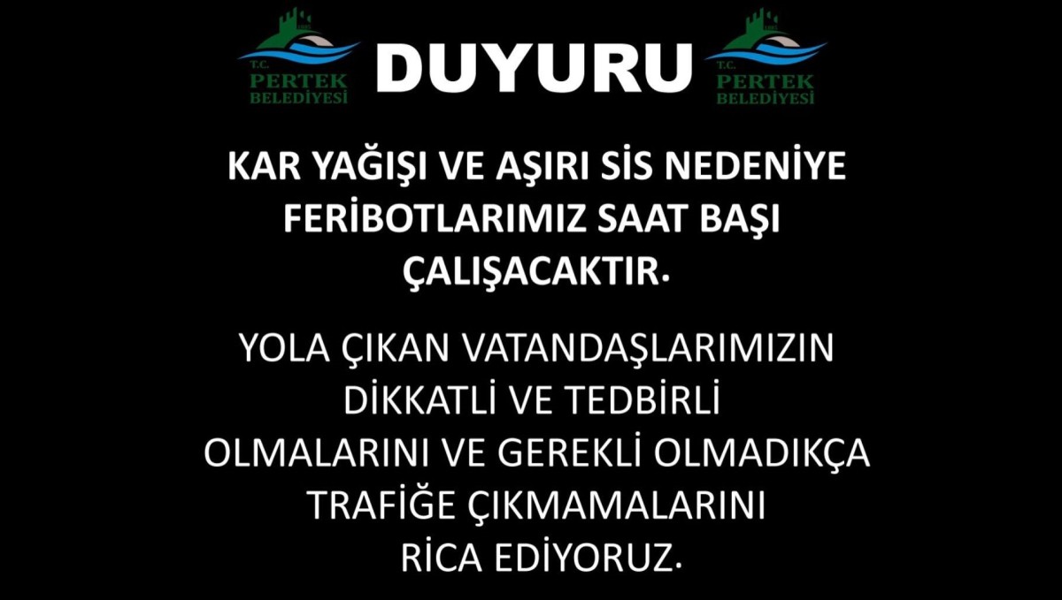 Pertek ve Çemişgezek feribotlarına kar ve sis engeli