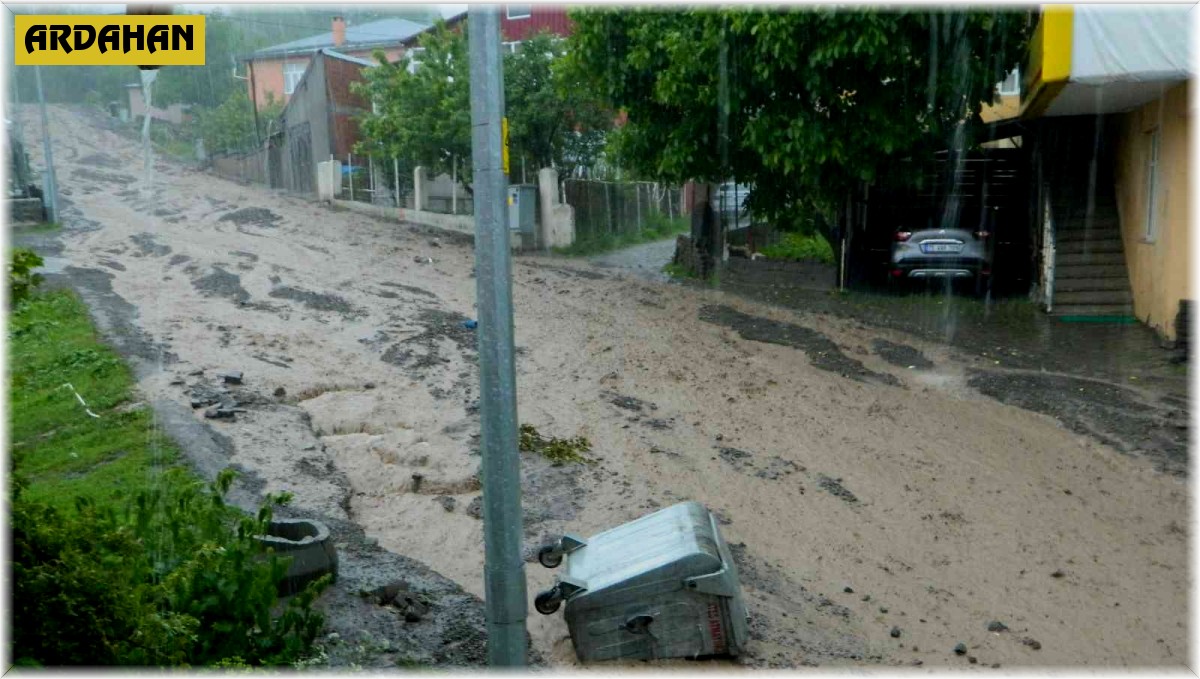 Posof'ta sel istinat duvarını yıktı