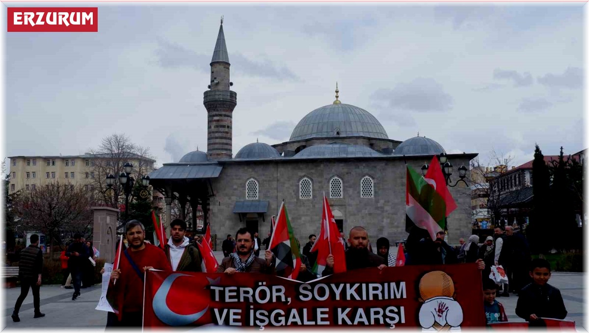 Sağlıkçılar Erzurum'da Gazze için yürüdü