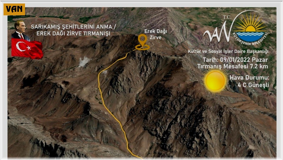 Sarıkamış şehitleri için Erek Dağı'na tırmanış