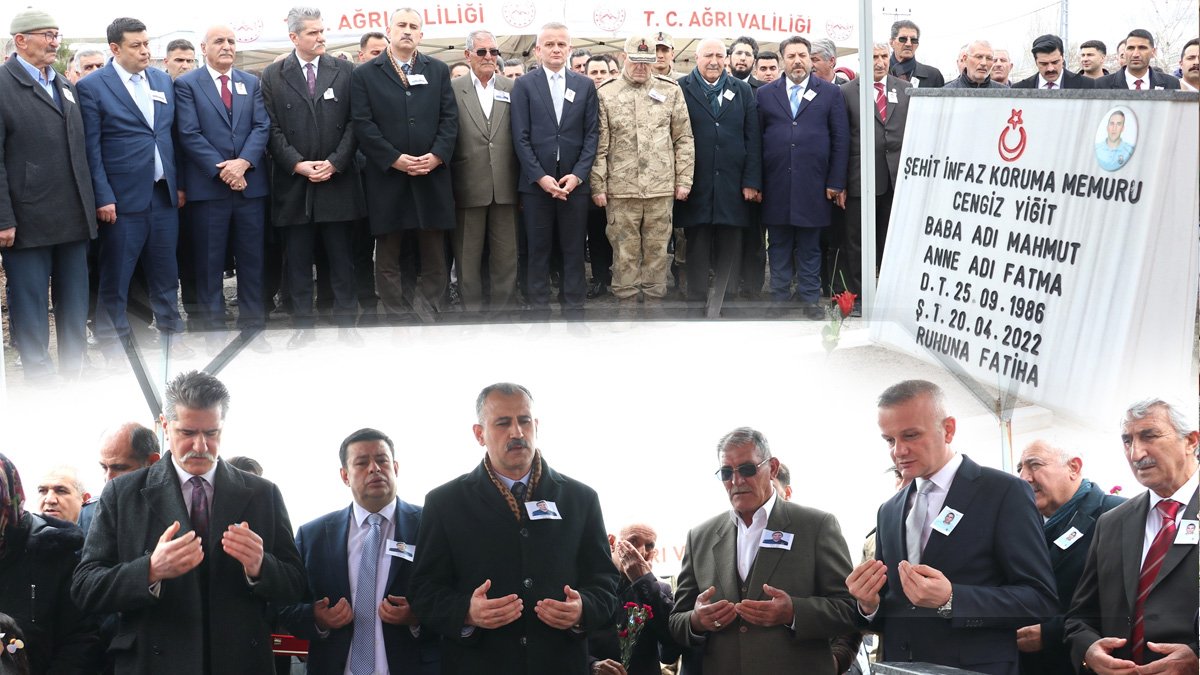 Şehit infaz koruma memuru Cengiz Yiğit, vefatının 4. yılında Ağrı'da mezarı başında anıldı